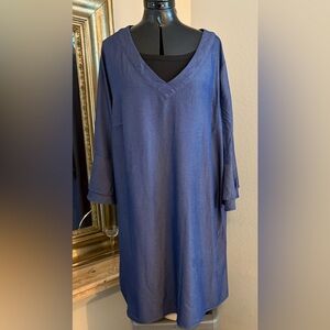 Naïf Women’s Chambray Blue Bell Sleeve Dress Size 2XL